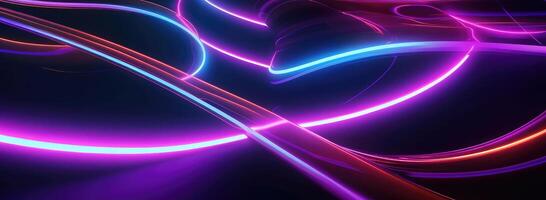 abstract black background with pink blue neon lines glowing in ultraviolet spectrum, modern wallpaper . photo