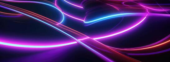abstract black background with pink blue neon lines glowing in ultraviolet spectrum, modern wallpaper . photo