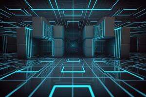 Virtual Reality in the style of the grid from TRON . photo