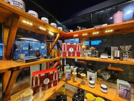 Jakarta, Indonesia in July 2022. The wide range of merchandise sold by Anomali Coffee for collection photo