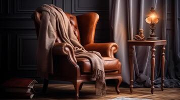 classic vintage leather armchair photo