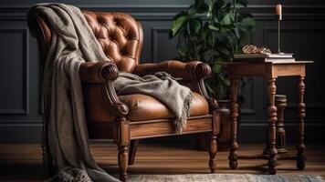 classic vintage leather armchair photo