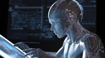 robot head artificial intelligence training photo
