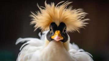shaggy hair funny duck bird head photo