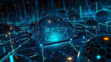 digital technology, network abstract blue background photo