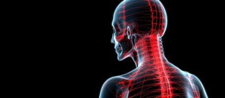 medical diagram spine human with place to text copy space on black background photo