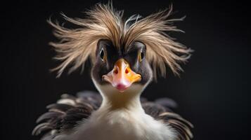 shaggy hair funny duck bird head photo