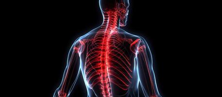 medical diagram spine human with place to text copy space on black background photo