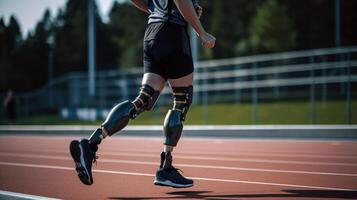 athlete running on prostheses photo