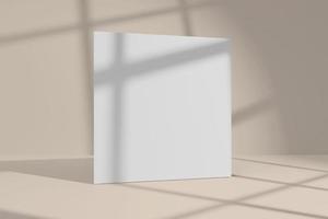 Mockup of a square greeting card with window shadow overlay photo