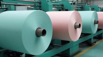 Rolls of industrial cotton fabric for clothing cloth textile manufacture , Image photo