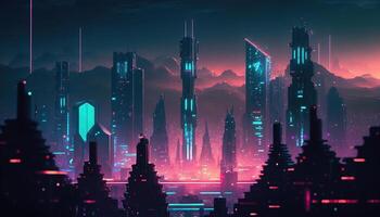cityscape neon futuristic, image photo