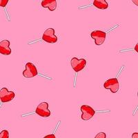 Seamless pattern with heart shaped lollipop. Love candy vector