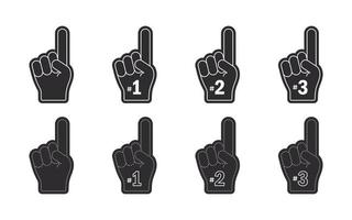 Fan Foam Fingers set. Fan foam hand with raising forefinger. Vector scalable graphics