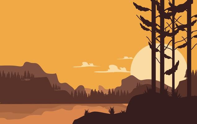 woodland forest landscape with smooth color