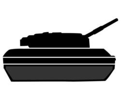 Main battle tank black silhouette. German military vehicle. Colorful vector illustration isolated on white background.