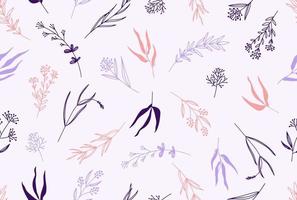 Seamless floral pattern with one line flowers. Vector hand drawn illustration.