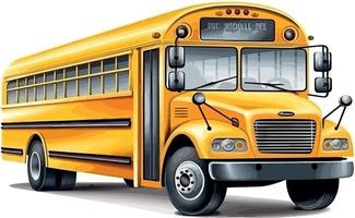Illustration of Yellow Student School Bus Cartoon Clipart vector