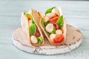 Caprese tacos closeup photo