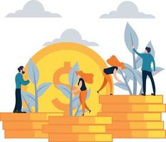 vector illustration Money investment with coins flat cartoon style