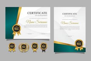 Modern elegant gold certificate template with badge vector