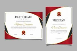 Red and gold certificate of appreciation with gold badge and border template vector