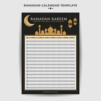 Flat Ramadan Calendar Schedule Template vector