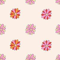 Retro daisy flower seamless pattern. 1970 vibes retro floral seamless background. vector