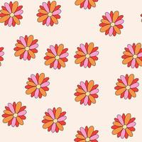 Retro daisy flower seamless pattern. 1970 vibes retro floral seamless background. vector