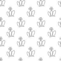 Sketch crown seamless pattern. Line corona repeated tile ornament. King and monarchy symbol. Vector design for background, wallpaper, textile, fabric, wrapping paper, backdrop, cover.