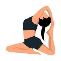 A faceless girl is doing yoga. The concept of a healthy lifestyle. Isolated object on a white background. Vector image.