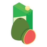 Guava juice icon isometric vector. Ripe tropical fruit guava and juice packaging vector