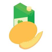 Melon drink icon isometric vector. Fresh ripe yellow melon and juice packaging vector