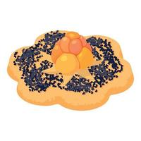 Cloudberry dessert icon isometric vector. Fresh cloudberry and cookie with seed vector