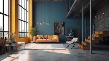 Modern home loft interior background. photo