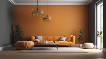 Minimalist modern living room interior background. photo