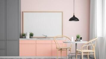 Frame mockup in kitchen room interior. photo