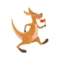 Cartoon kangaroo character with pennant in hand vector