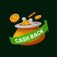Bonus cashback, profit money bag, gold coins vector