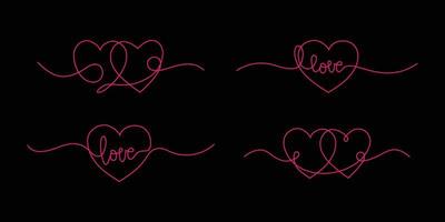 Set of romantic heart symbol. Valentines day sign element vector