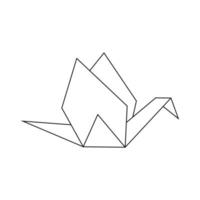 Origami figure in the form of a shadoof on a white background. Doodle line art vector drawing.