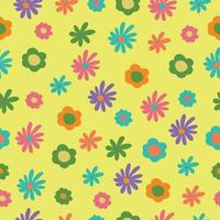 Cute floral summer pattern seamless, flowers on yellow background. Vector pattern for fabric, packaging, wallpaper, cover.