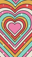 Retro groovy playful heart wallpaper background animated vertical video