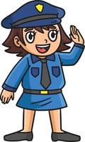 Policewoman Cartoon Colored Clipart Illustration vector