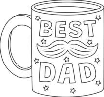 Best Dad Mug Isolated Coloring Page for Kids vector