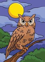 Owl Animal Colored Cartoon Illustration vector