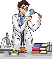 Scientist Cartoon Colored Clipart Illustration vector