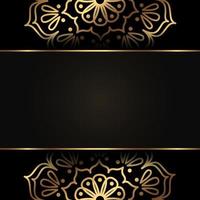 Vector square premium banner with gold mandala. Luxury dark background with empty space