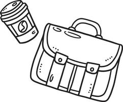 Handbag and Cup of Coffee Isolated Coloring Page vector