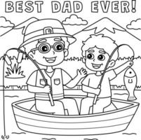 Father and Son Fishing Coloring Page for Kids vector